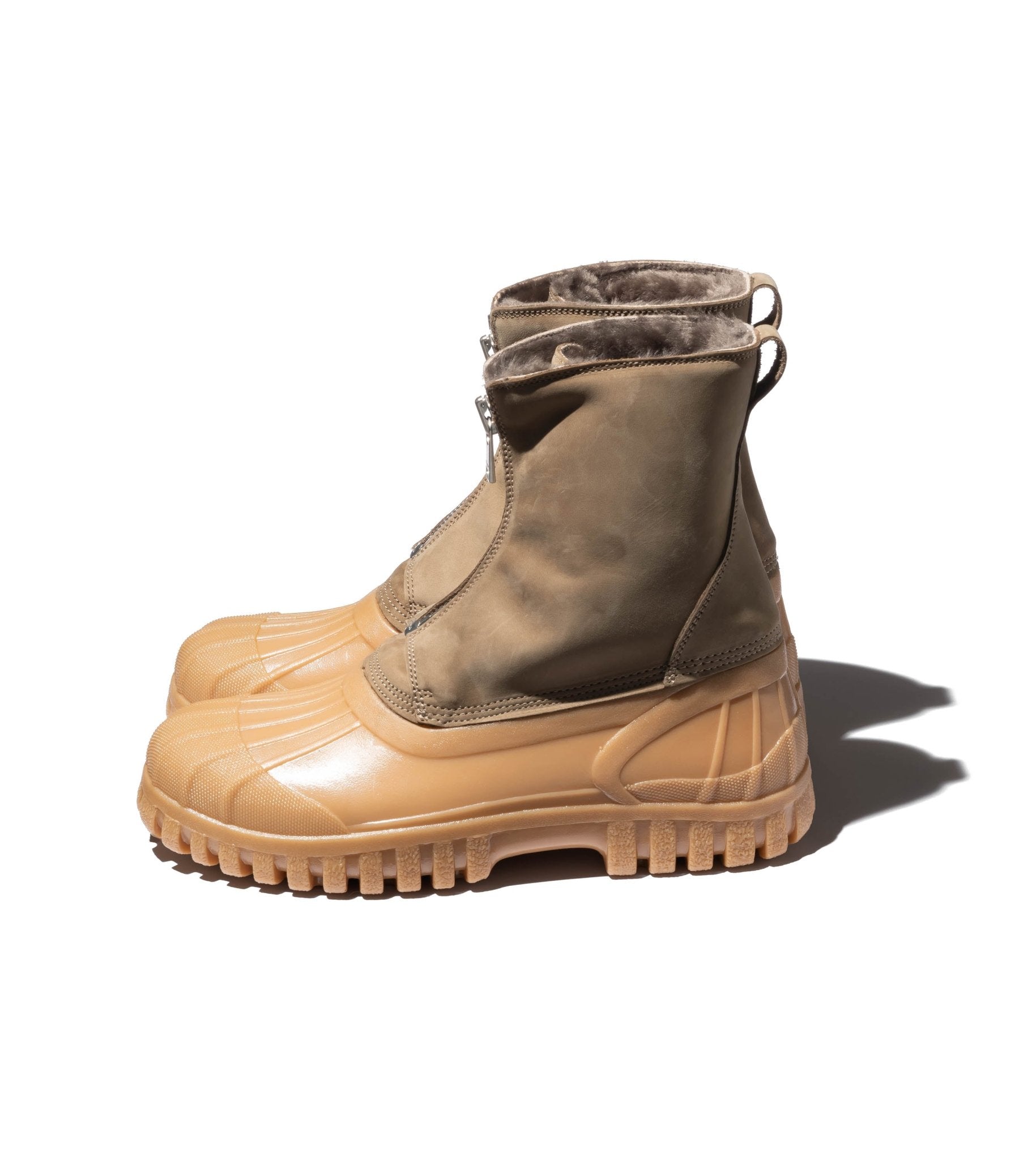 23AW nonnative DIEMME DUCK BOOTS ブーツ27.5 Worker Zip Mouton Duck Boots Cow Leather With Rubber Sole by