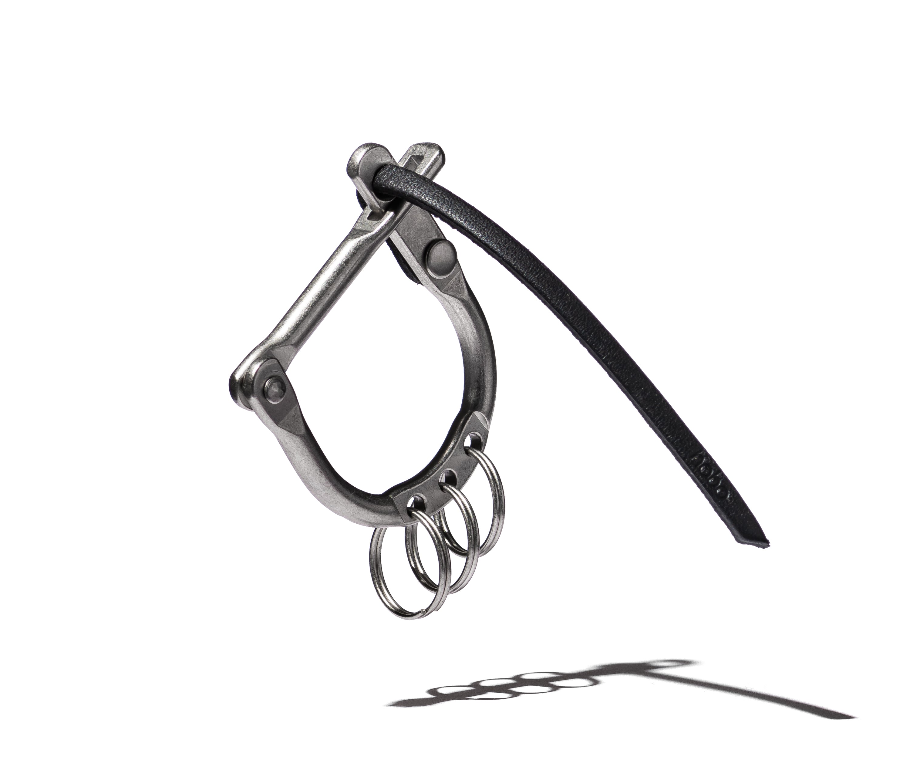 D LOCK CARABINER KEY RING with COW LEATHER
