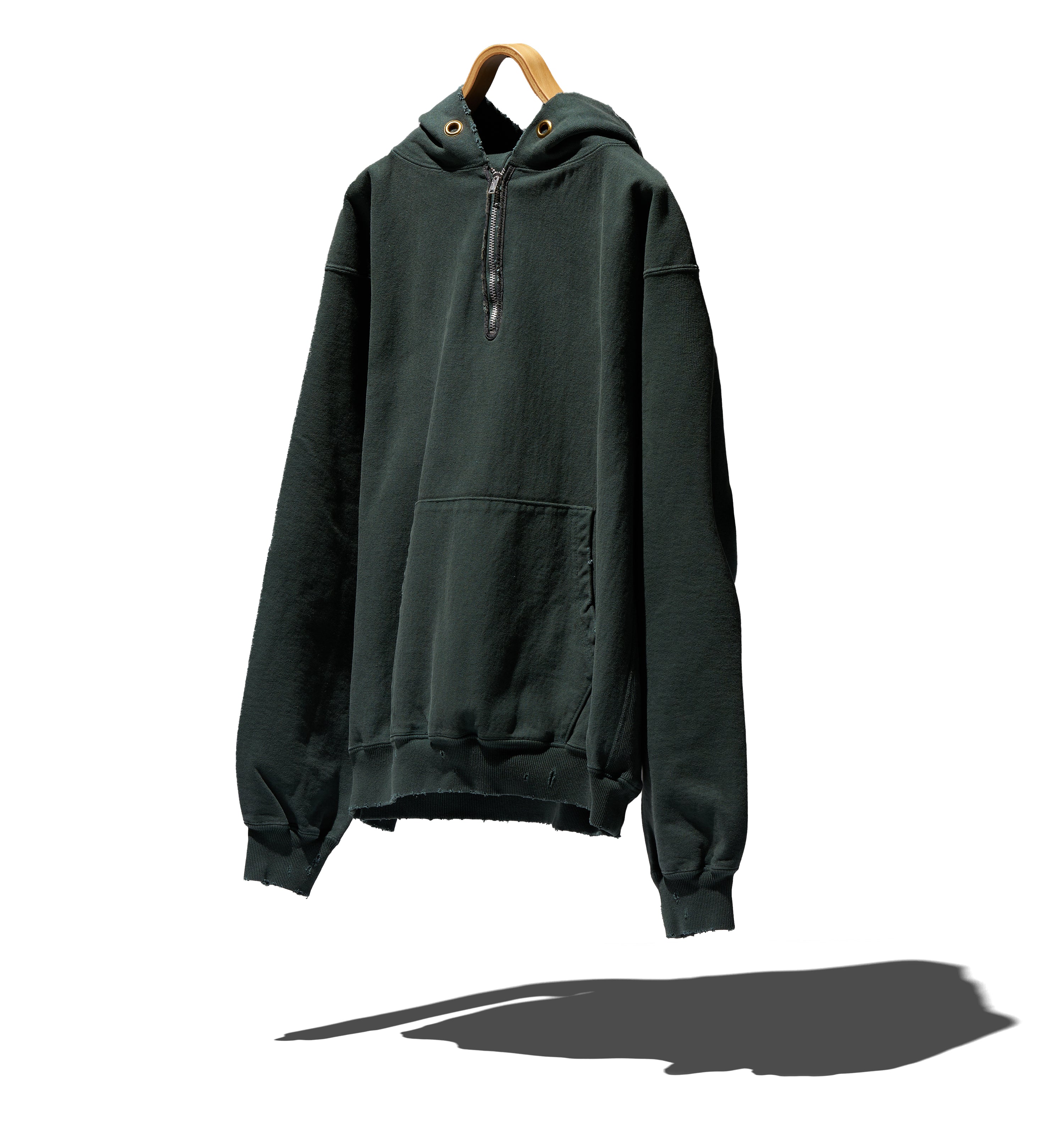 DAMAGED HALF ZIP HOODY