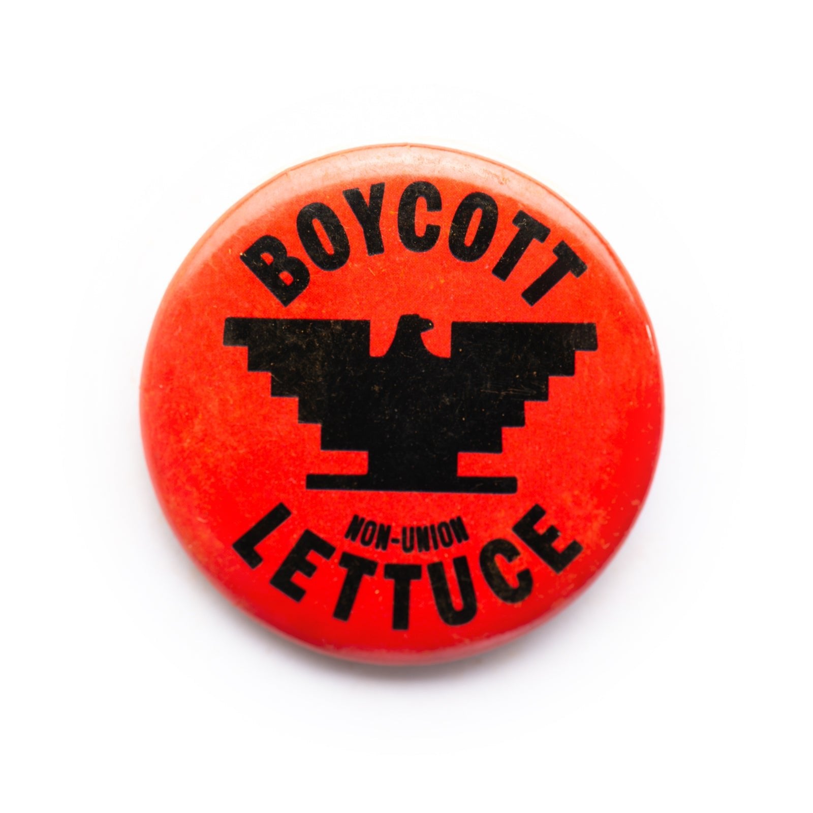 "Boycott Lettuce" button pin - RADICAL MEDIA ARCHIVE
