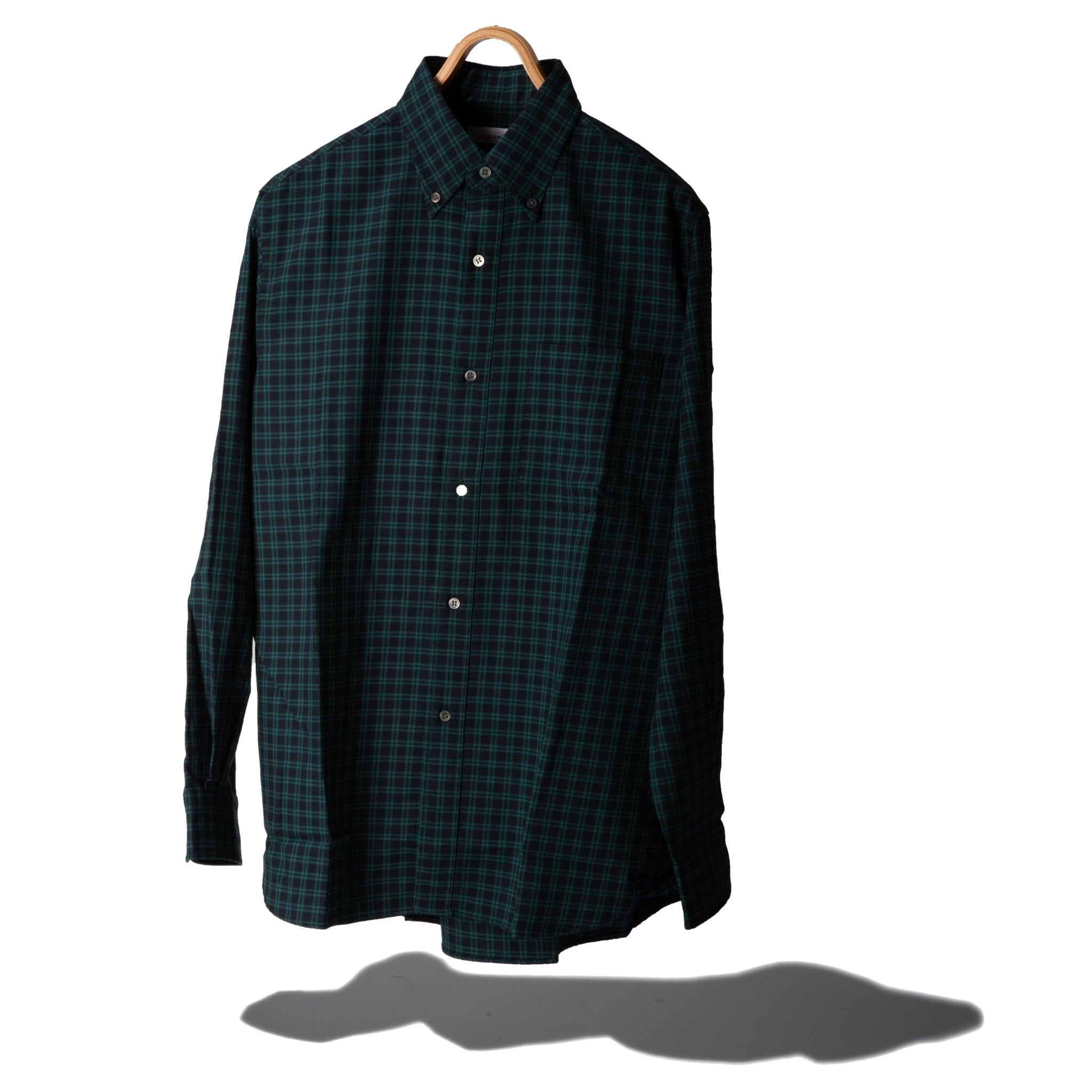 Button Down Wool Plaid Shirt - NANAMICA