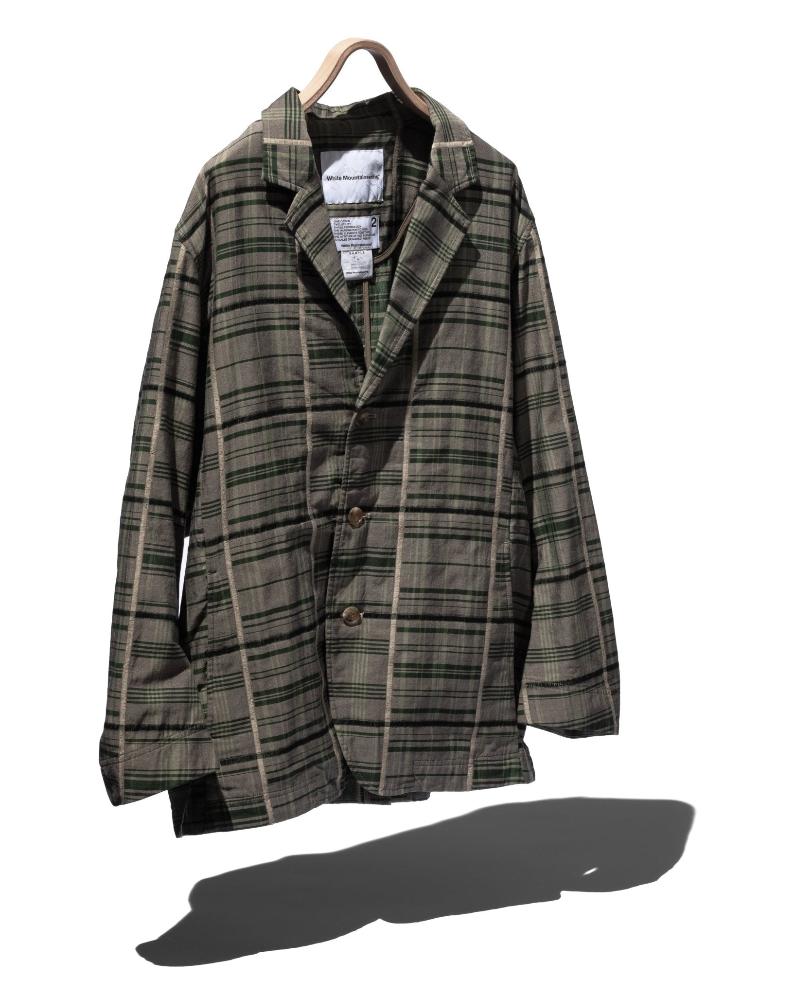 CHECK JACQUARD LAPEL JACKET - WHITE MOUNTAINEERING