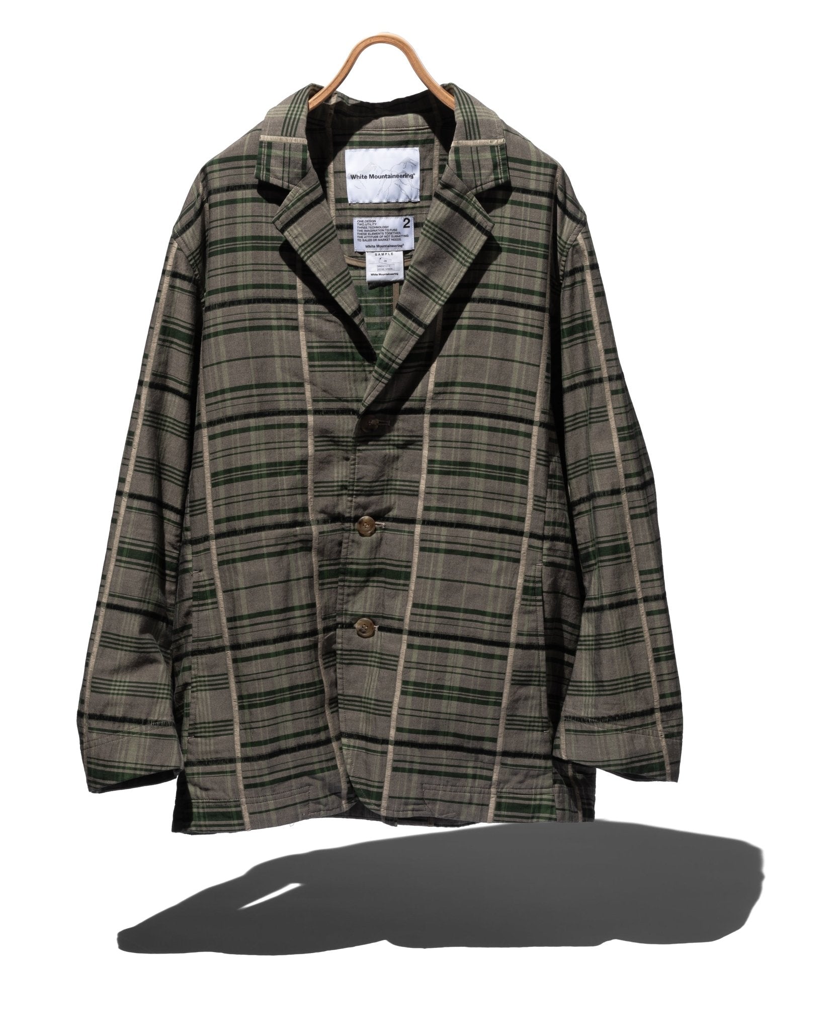 CHECK JACQUARD LAPEL JACKET - WHITE MOUNTAINEERING