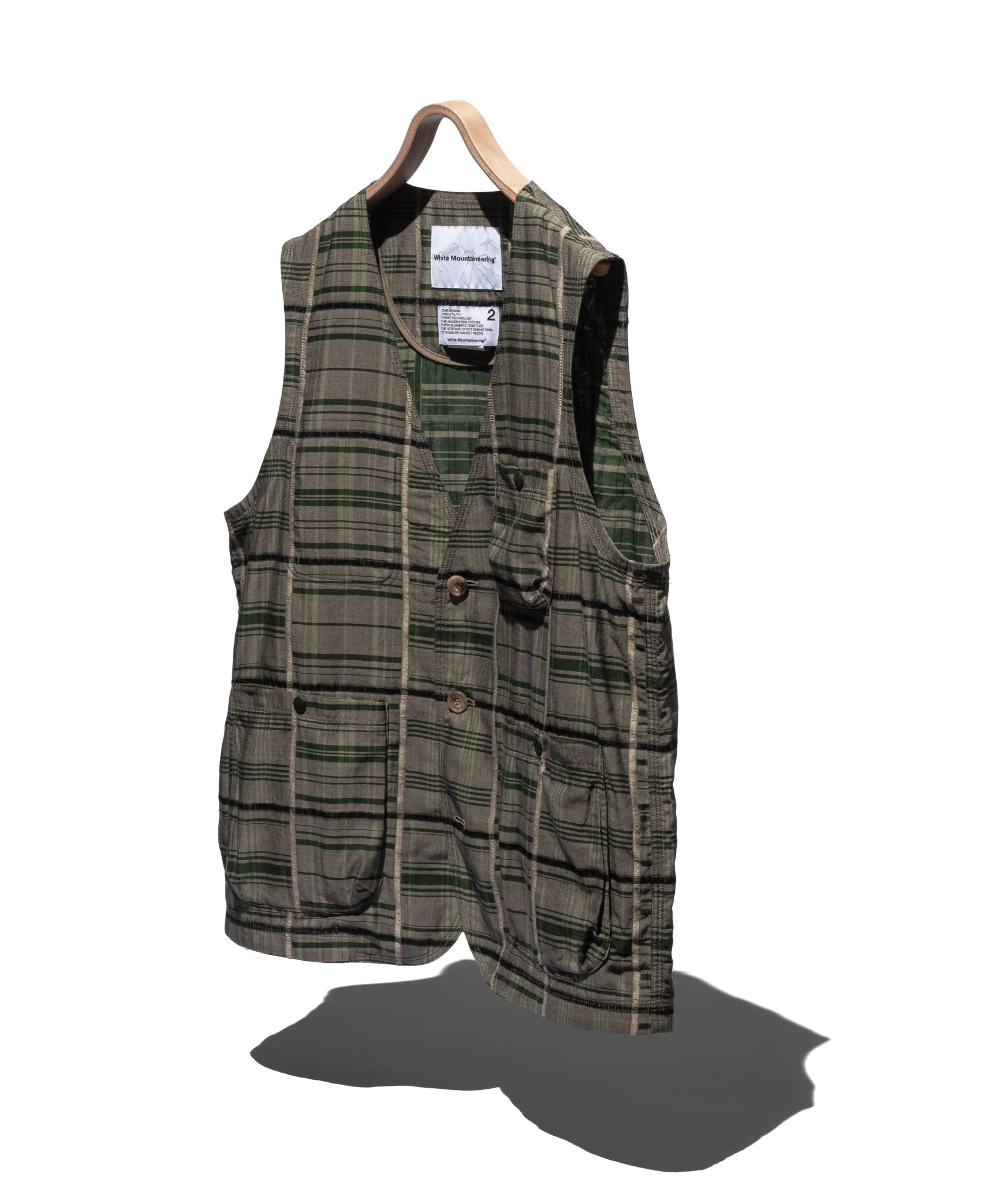 CHECK JACQUARD VEST - WHITE MOUNTAINEERING