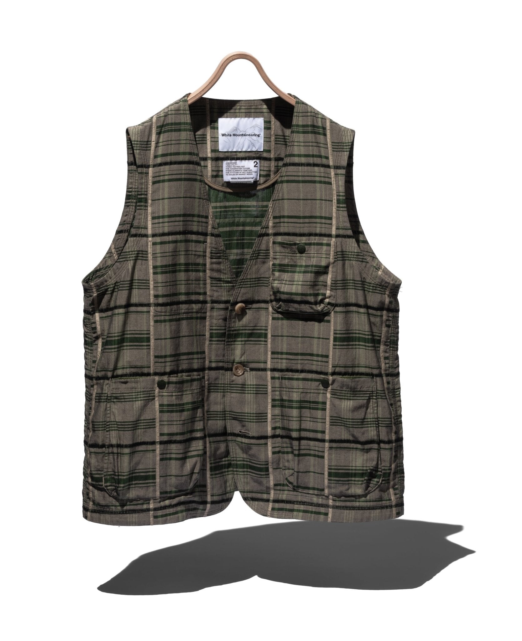 CHECK JACQUARD VEST - WHITE MOUNTAINEERING