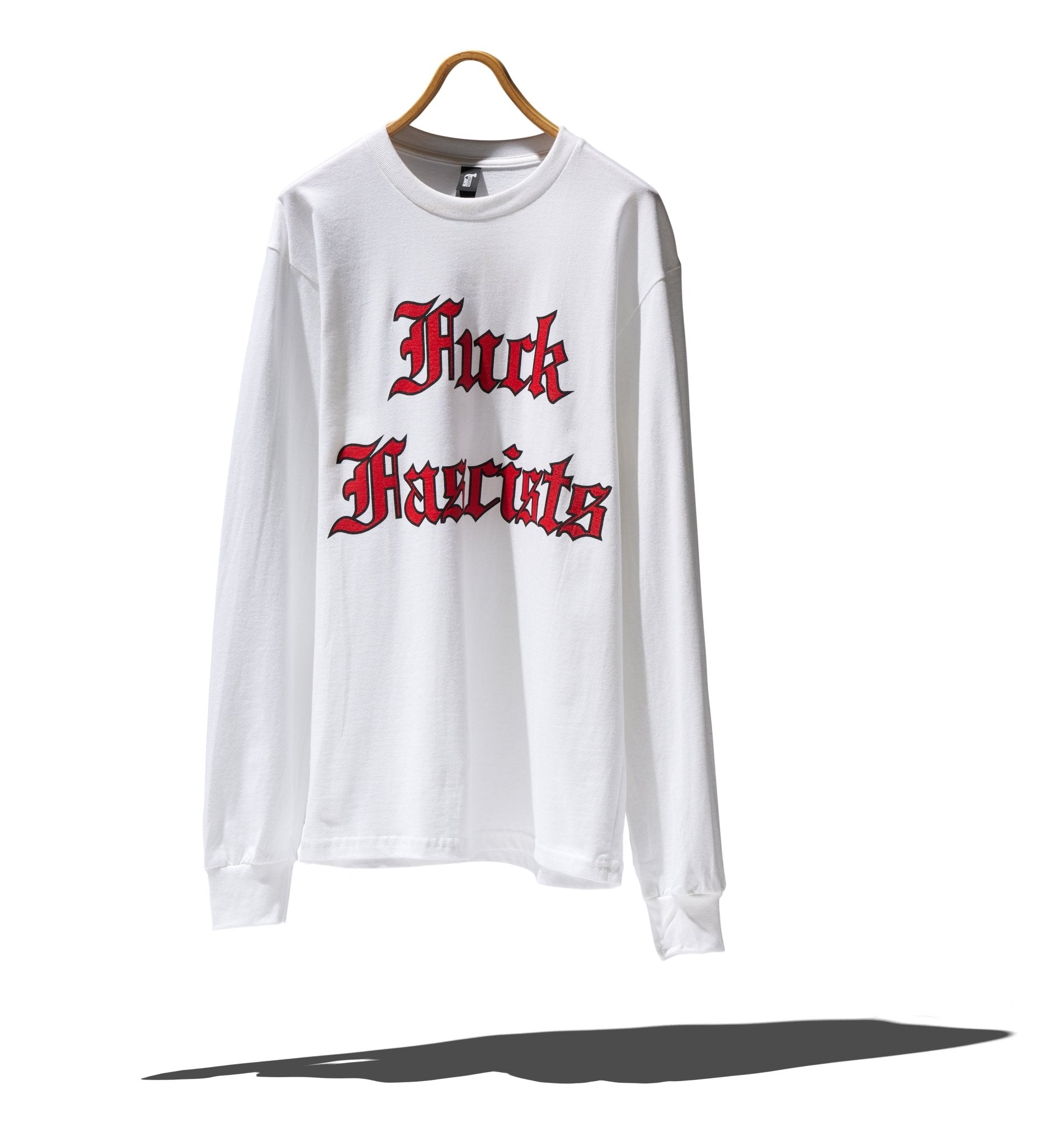 Fuck Fascists White Long Sleeve Shirt - RADICAL MEDIA ARCHIVE