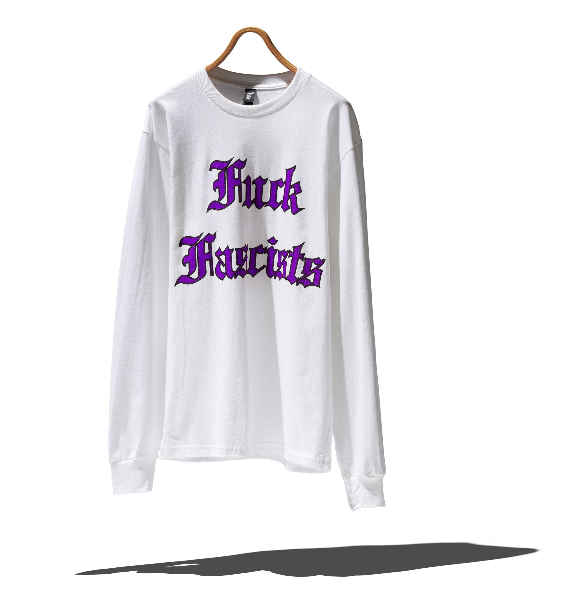 Fuck Fascists White Long Sleeve Shirt - RADICAL MEDIA ARCHIVE