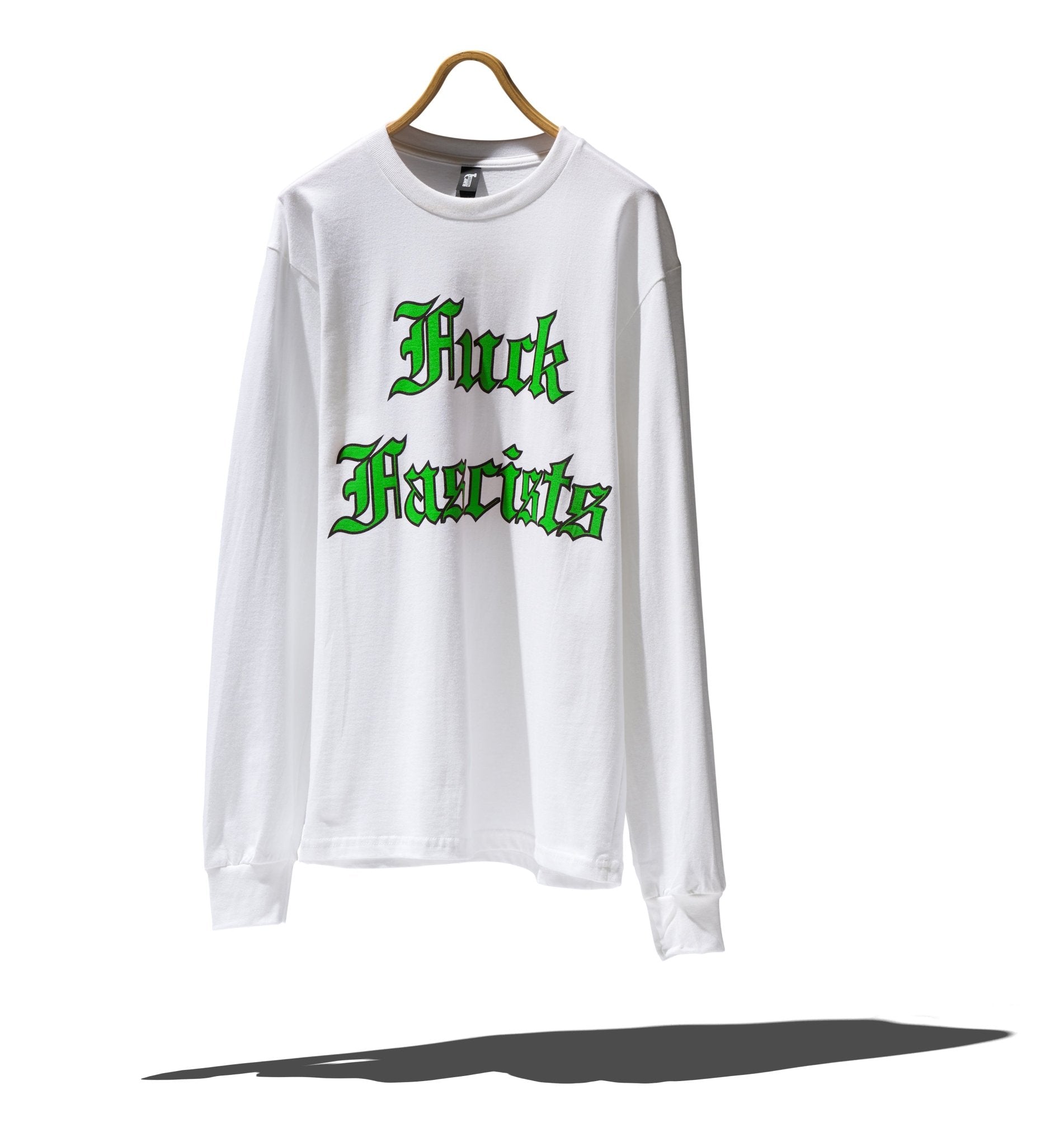 Fuck Fascists White Long Sleeve Shirt - RADICAL MEDIA ARCHIVE