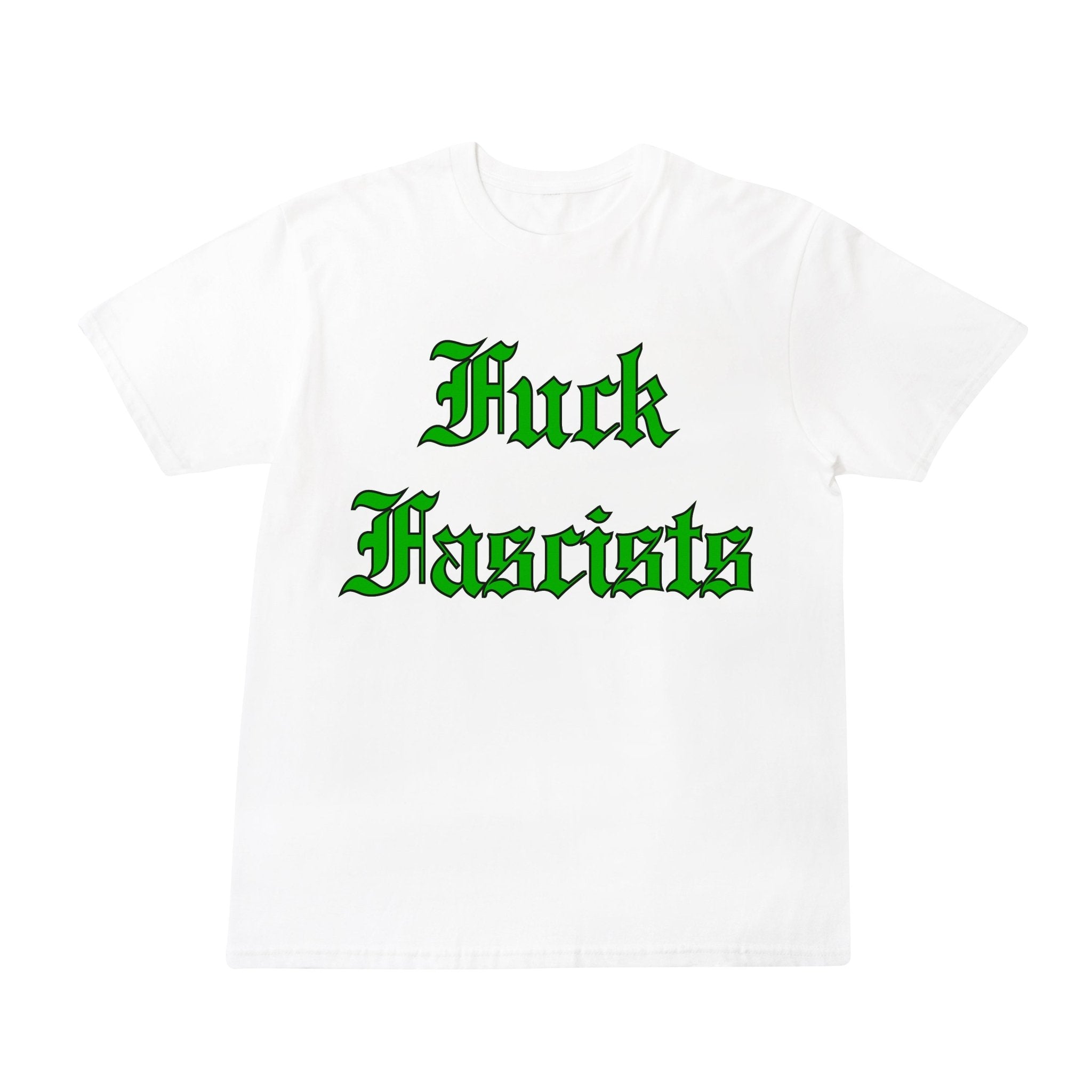 Fuck Fascists White Short Sleeve T-shirt - RADICAL MEDIA ARCHIVE