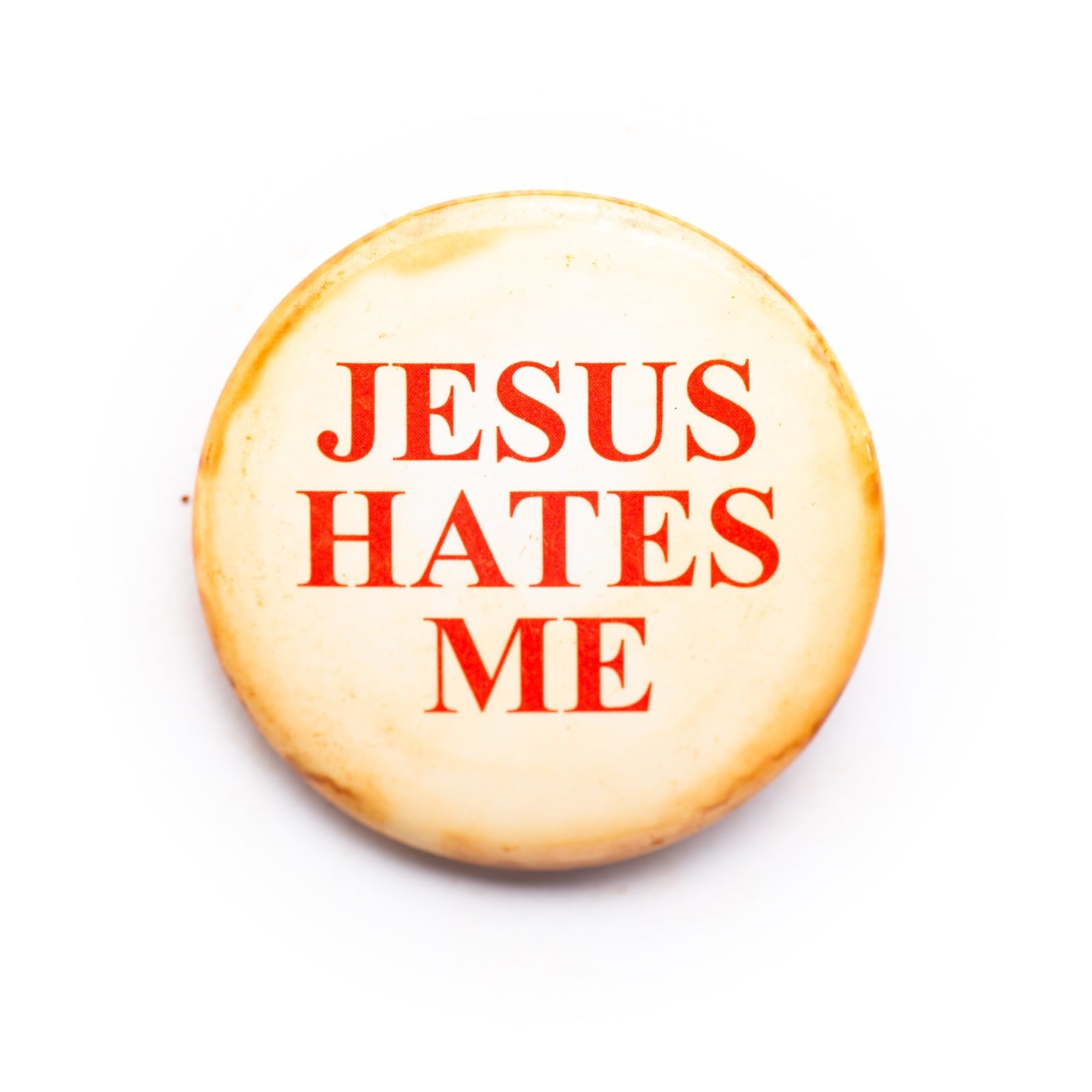 "Jesus Hates Me" button pin - RADICAL MEDIA ARCHIVE