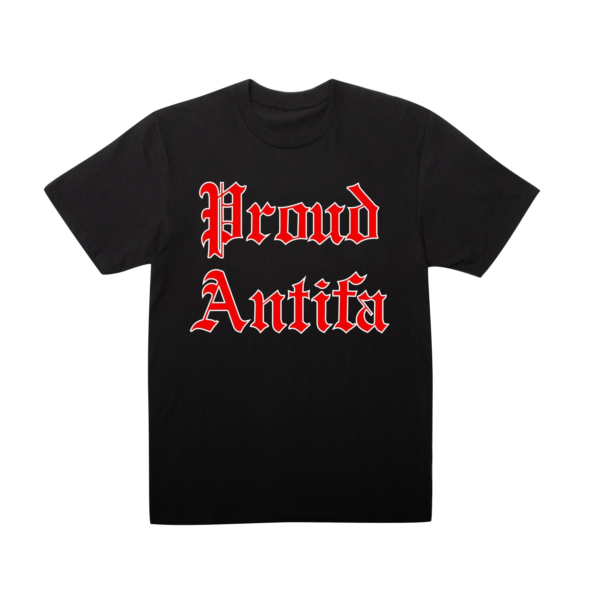 Proud Antifa Black Short Sleeve T-shirt - RADICAL MEDIA ARCHIVE