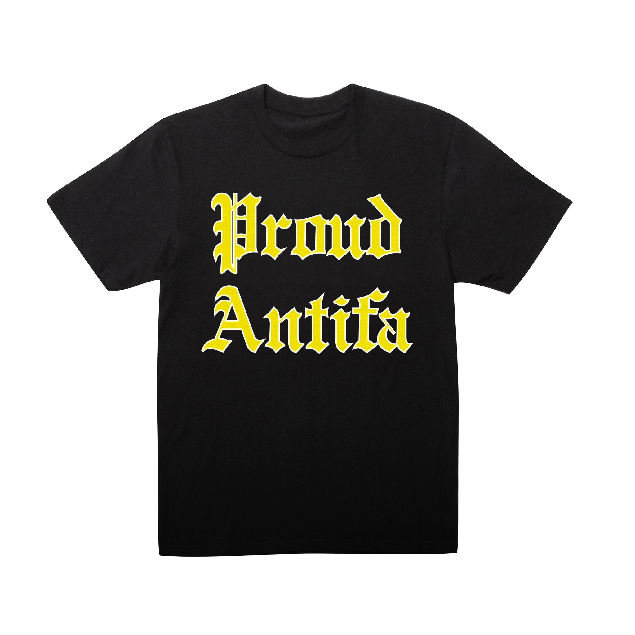 Proud Antifa Black Short Sleeve T-shirt - RADICAL MEDIA ARCHIVE