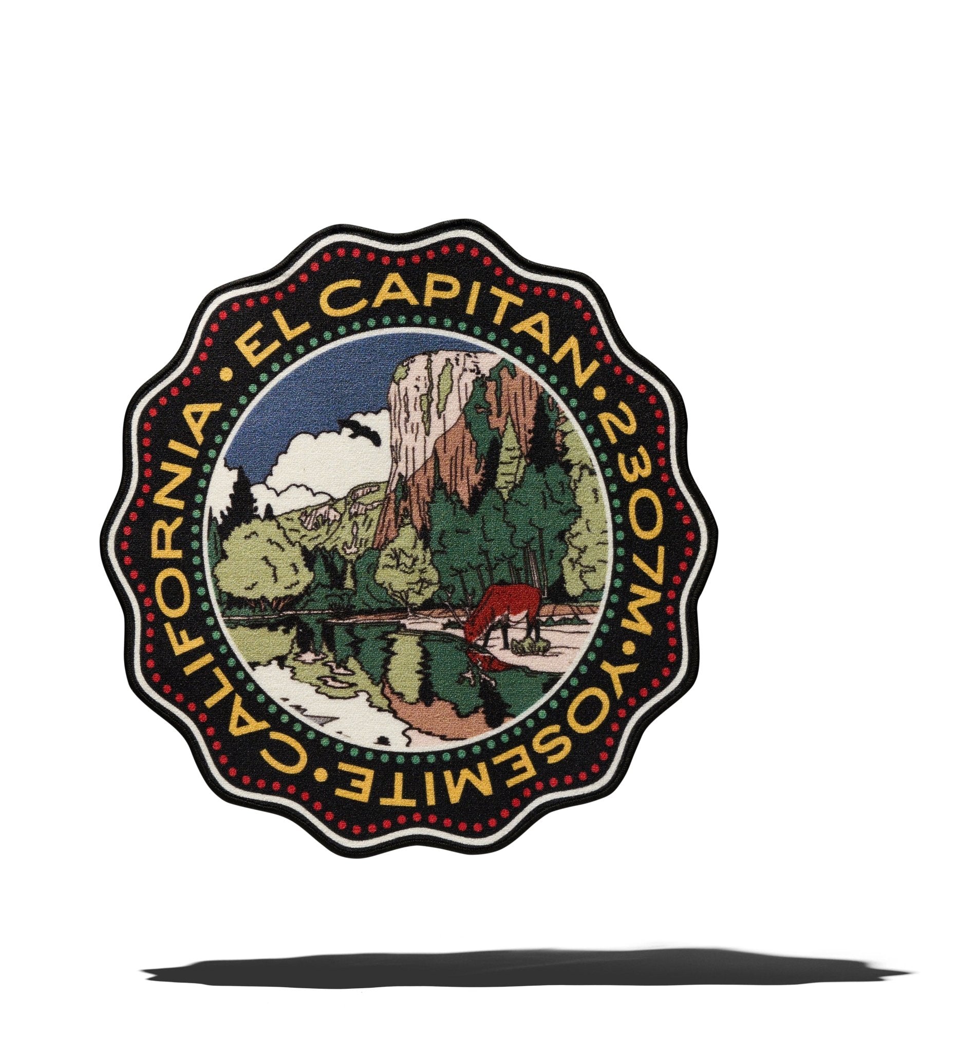 SEAL - SHAPED MOUNTAIN RUG: EL CAPITAN - A YOUNG HIKER
