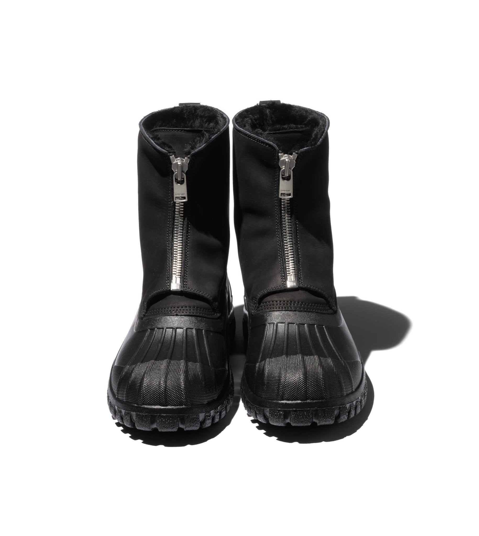 Worker Zip Mouton Duck Boots Cow Leather With Rubber Sole by